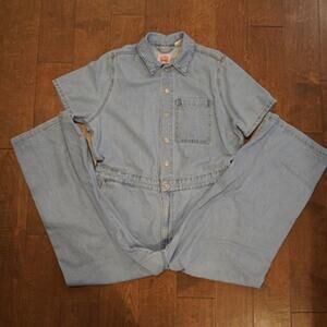 Levi Strauss One Piece Straight Leg Denim Overall Blue Womens Size XL